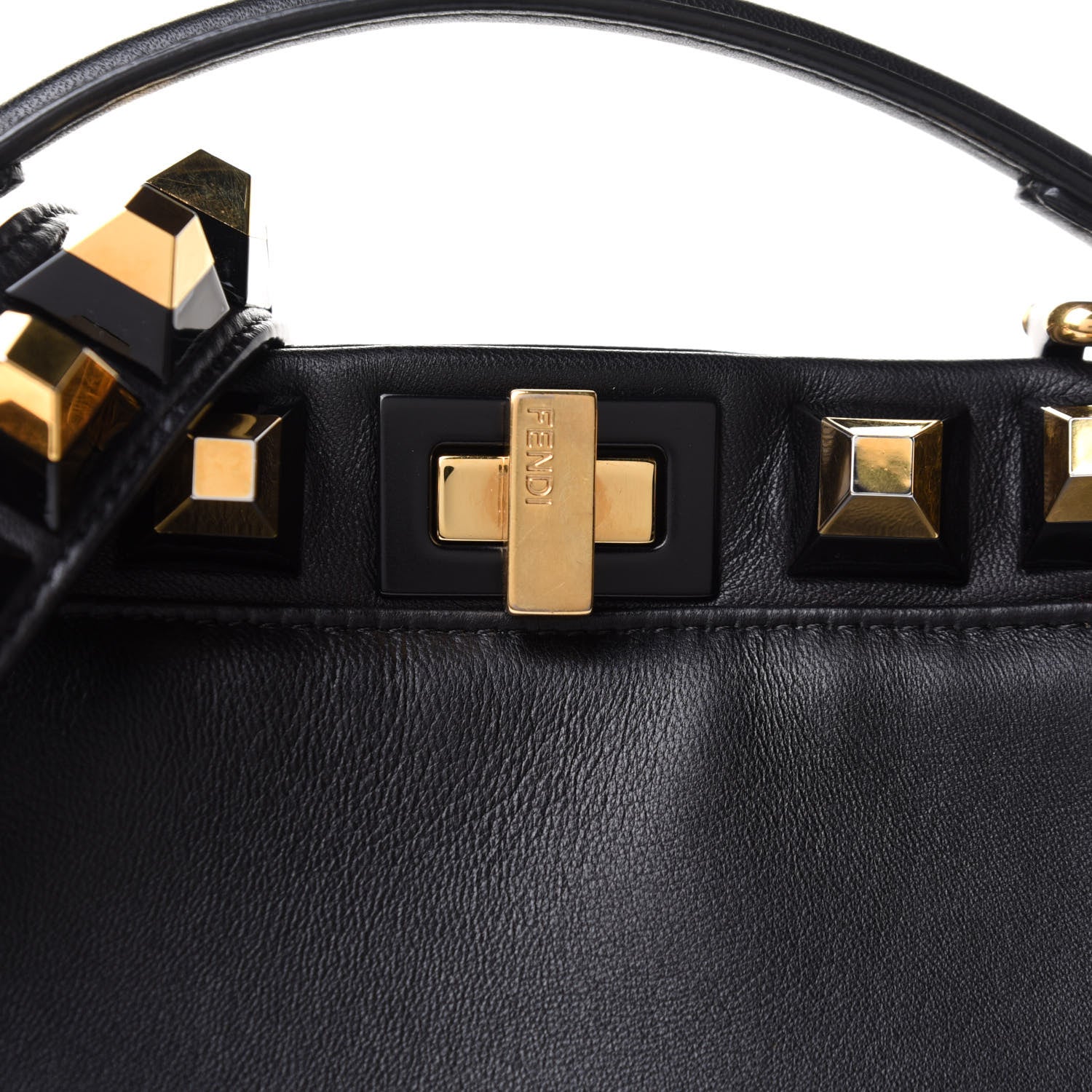 Fendi Nappa Studded Mini Peekaboo Iconic Satchel Black 9 of 11