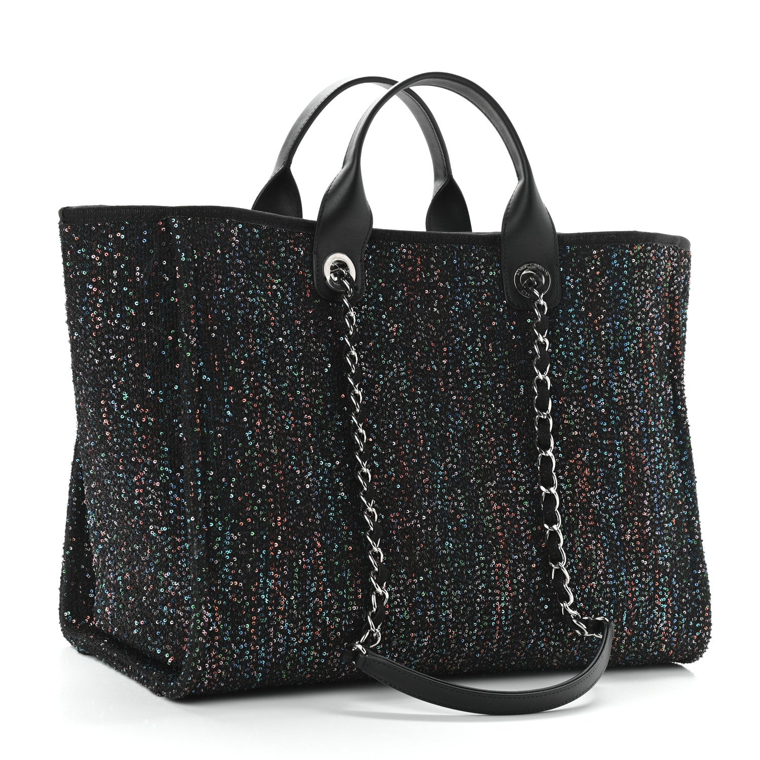 Chanel Calfskin Sequin Medium Deauville Tote Black 3 of 11