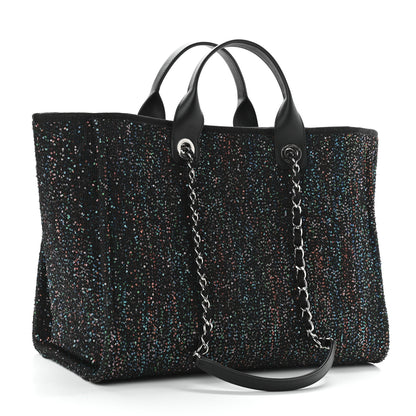 Chanel Calfskin Sequin Medium Deauville Tote Black 3 of 11