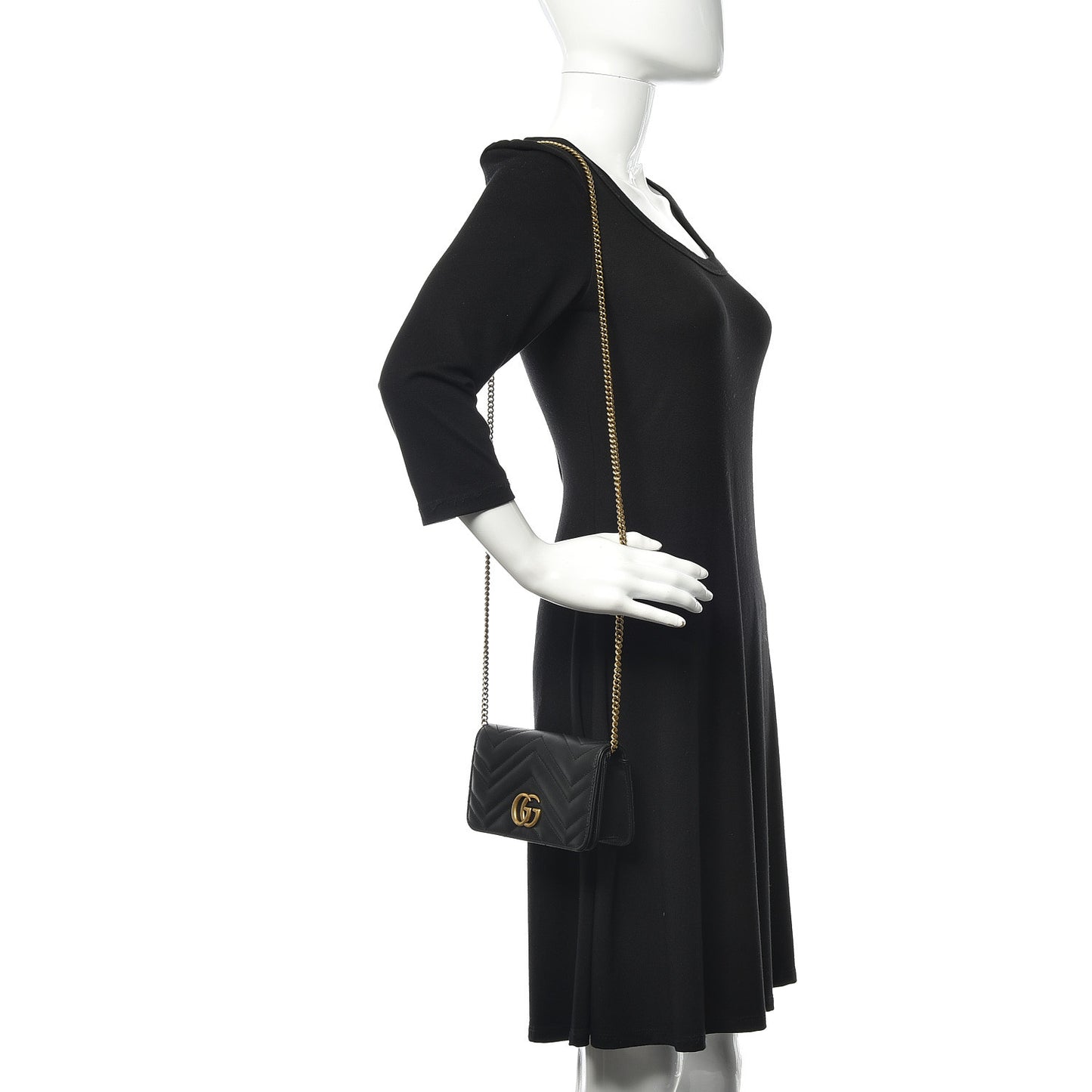 Calfskin Matelasse GG Marmont Mini Bag Black