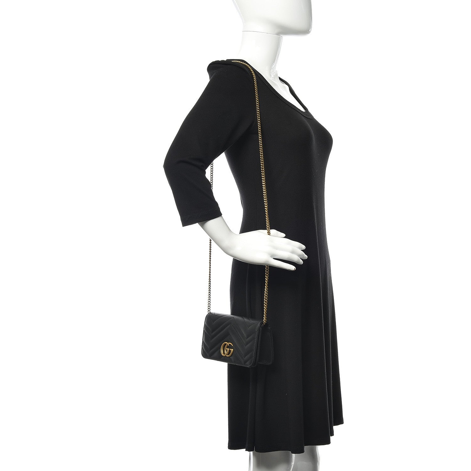 Gucci Calfskin Matelasse GG Marmont Mini Bag Black 2 of 9