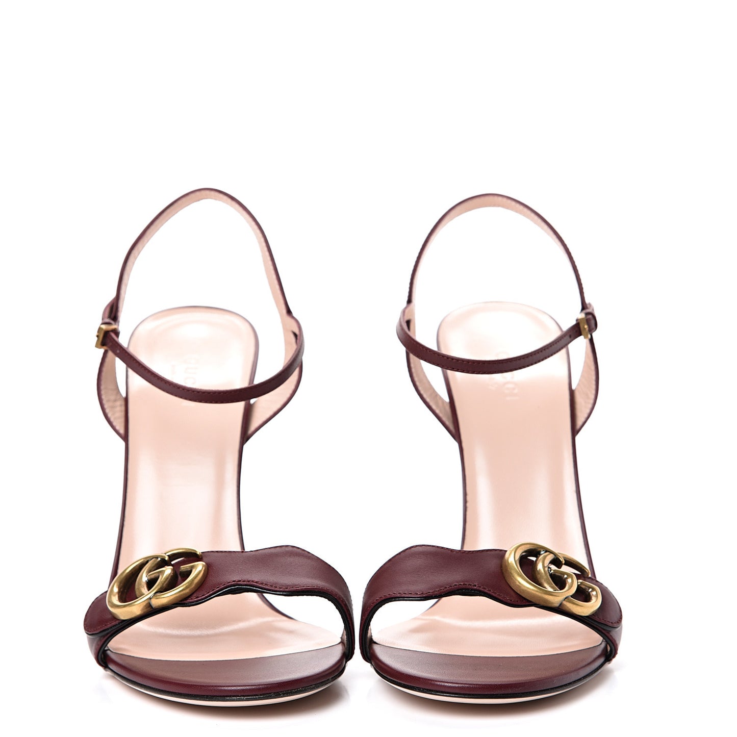 Lifford Calfskin GG Marmont Ankle Wrap 105mm Sandals 40 Vintage Bordeaux