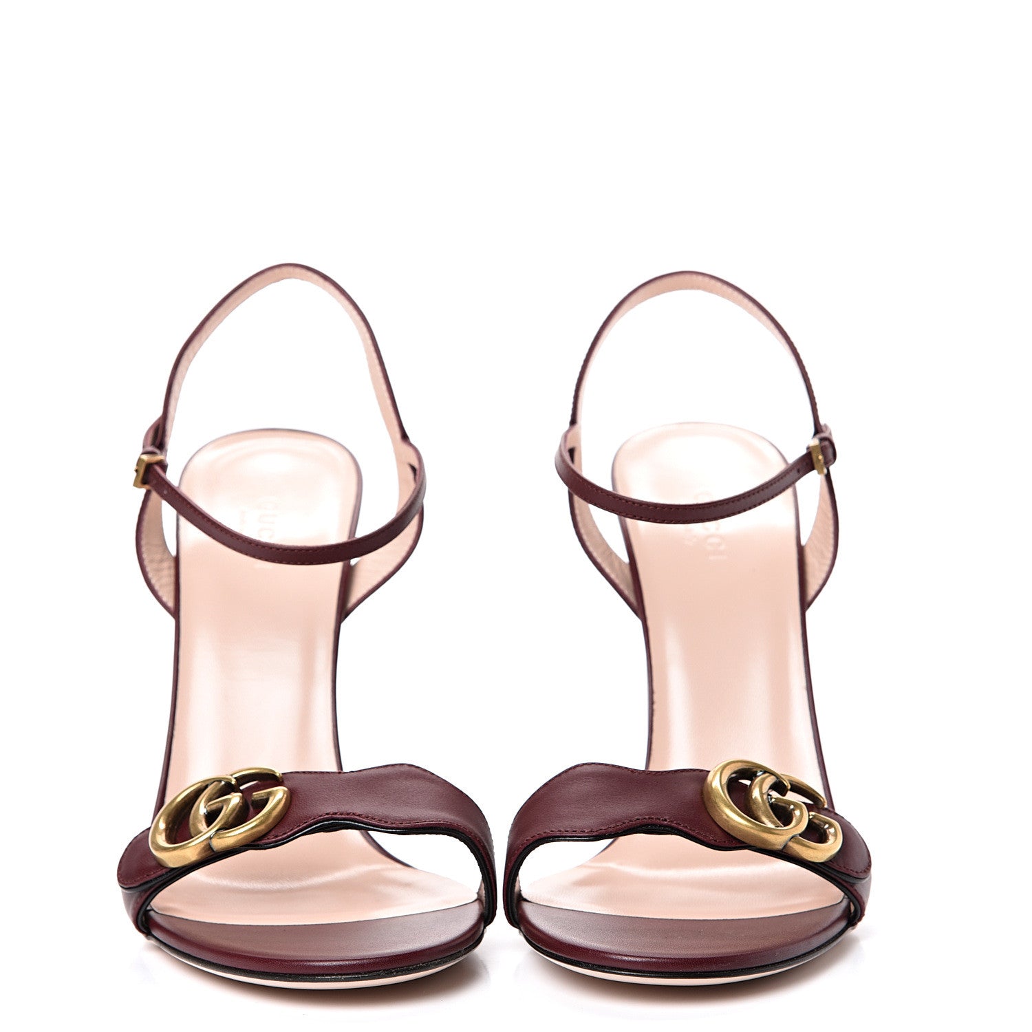 Gucci Lifford Calfskin GG Marmont Ankle Wrap 105mm Sandals 40 Vintage Bordeaux 2 of 8