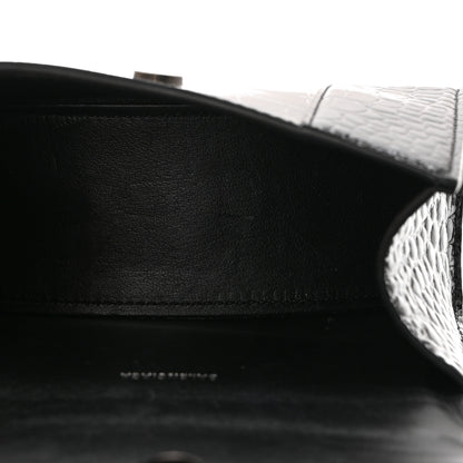 Balenciaga Shiny Calfskin Monochrome Crocodile Embossed Hourglass Top Handle Bag XS Black 5 of 11