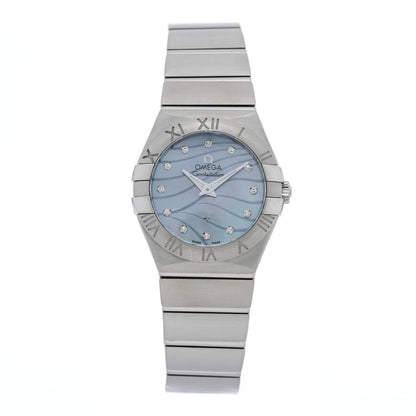 Omega Stainless Steel Diamond Blue Mother of Pearl 27mm Constellation Quartz Watch 123.10.27.60.57.001 1 of 5