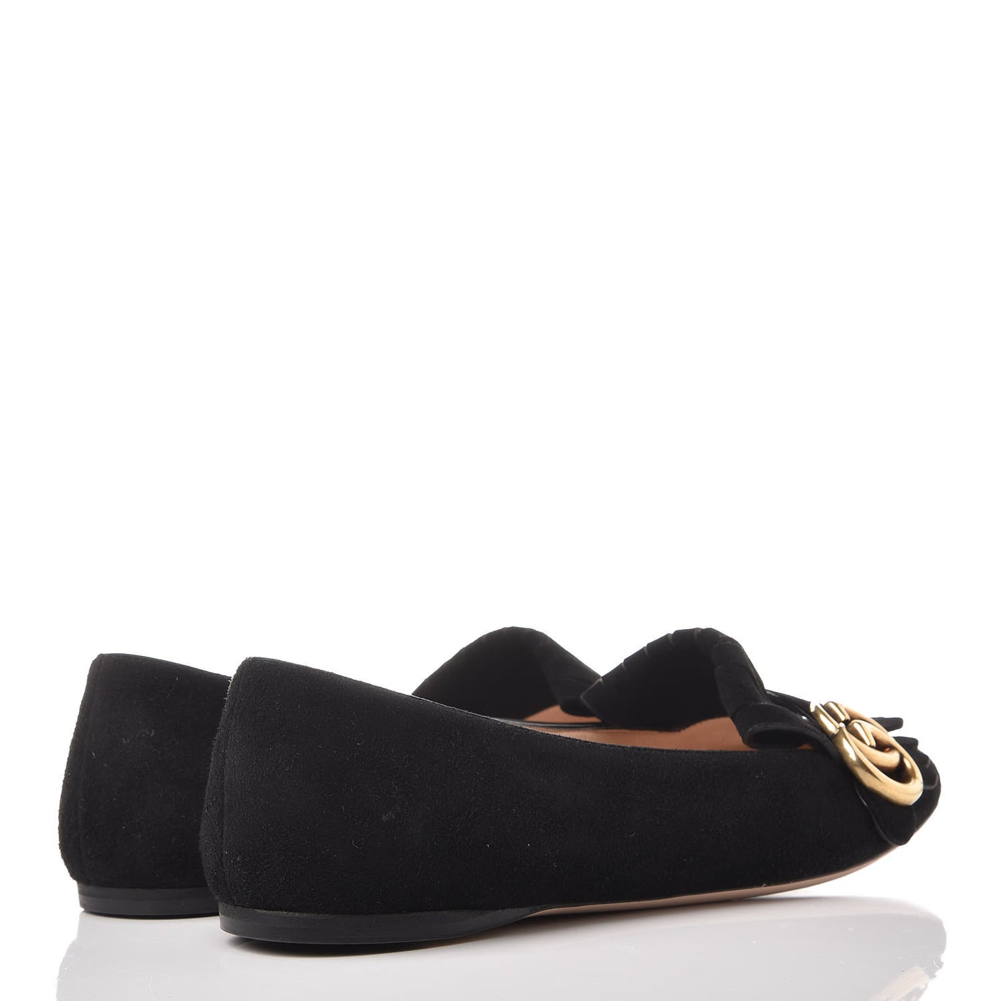 Kid Scamosciato GG Marmont Fringe Flats 37 Black