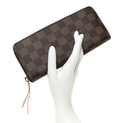 Louis Vuitton Damier Ebene Clemence Wallet Rose Ballerine 2 of 8