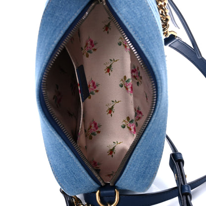 Gucci Denim Matelasse Small Pearly GG Marmont Chain Shoulder Bag Blue 5 of 12