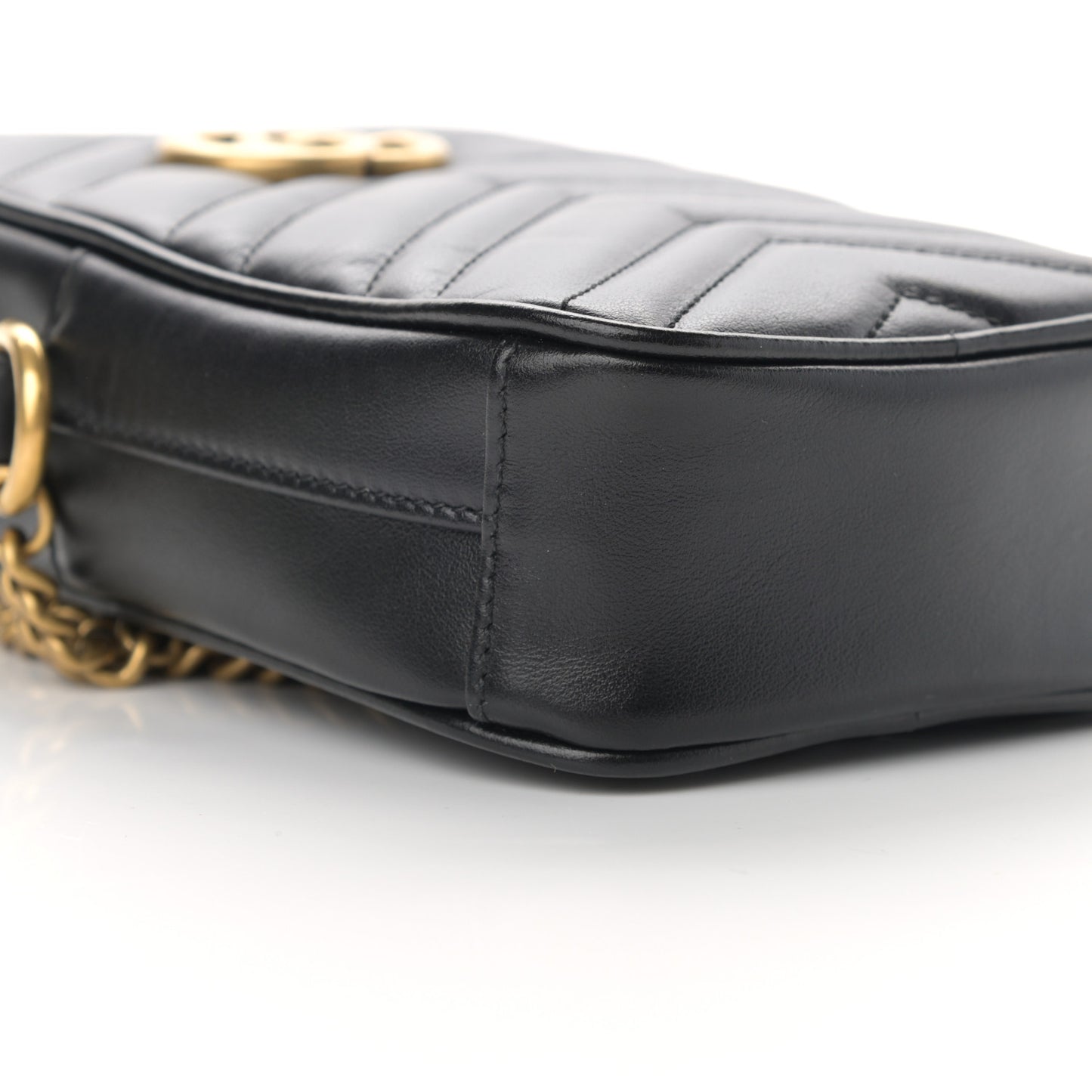 Calfskin Matelasse Mini GG Marmont Crossbody Bag Black