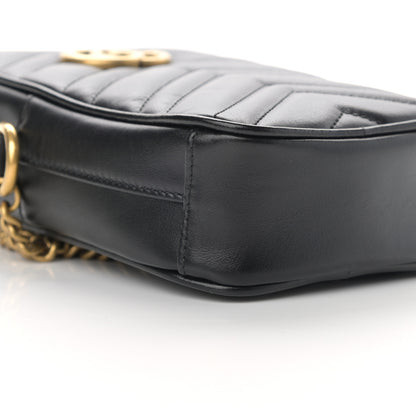 Gucci Calfskin Matelasse Mini GG Marmont Crossbody Bag Black 9 of 12