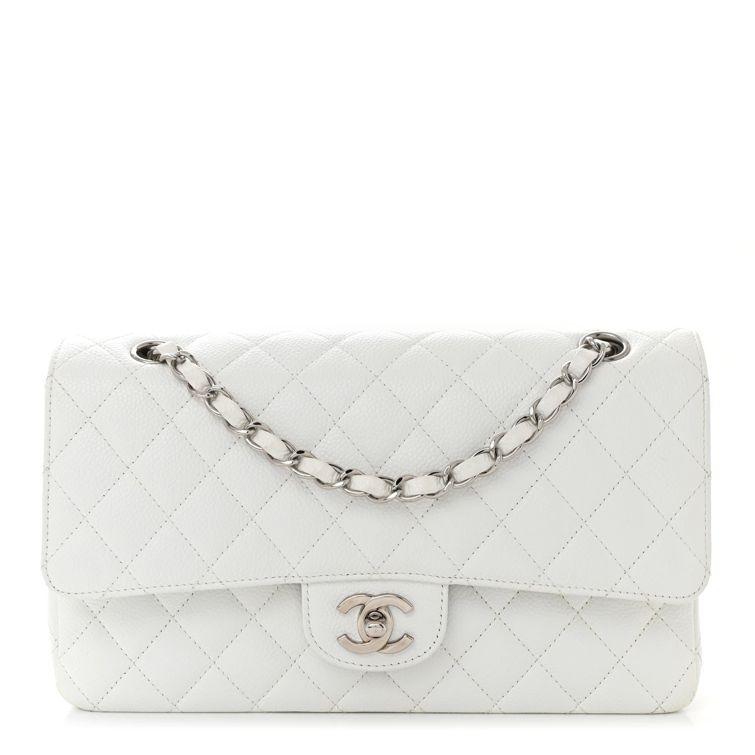 Chanel Caviar Quilted Medium Double Flap White 1 of 10