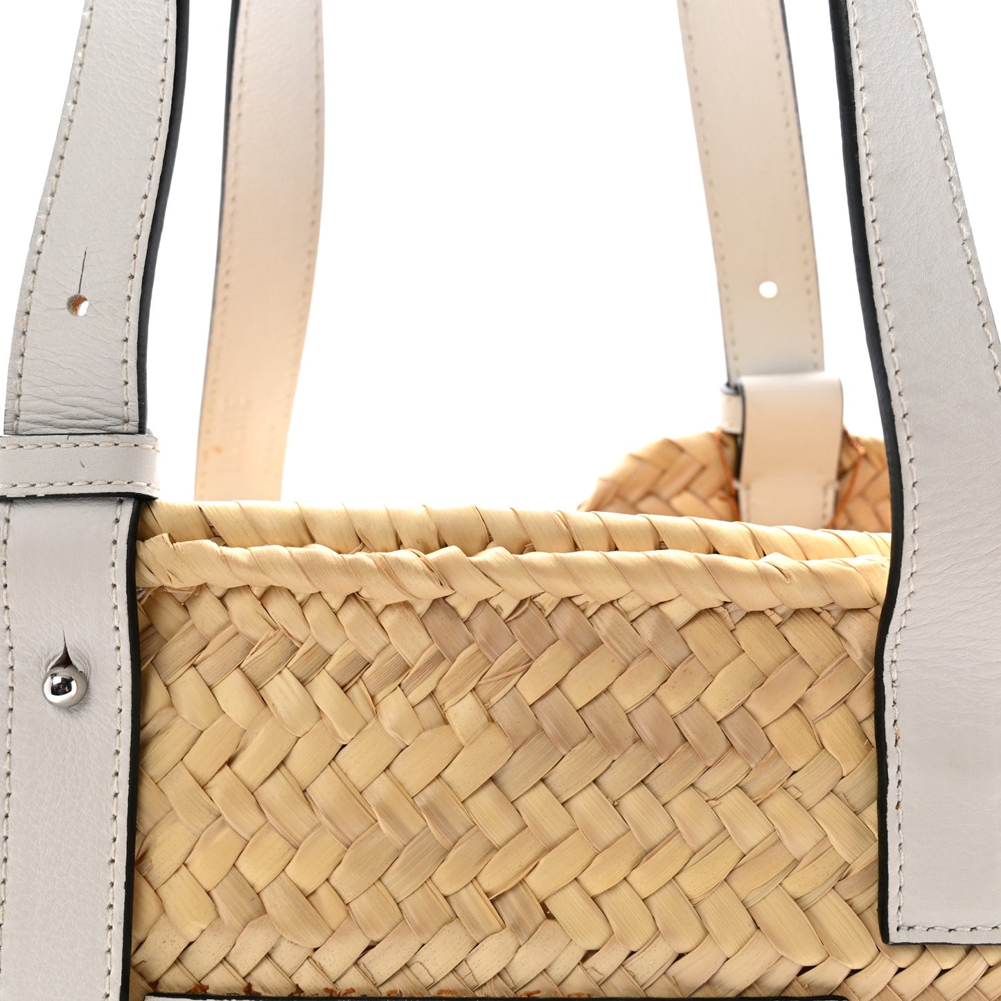Raffia Basket Tote Bag Natural White