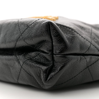Chanel Shiny Crumpled Calfskin Quilted Pearl Mini Chanel 22 Black 10 of 10