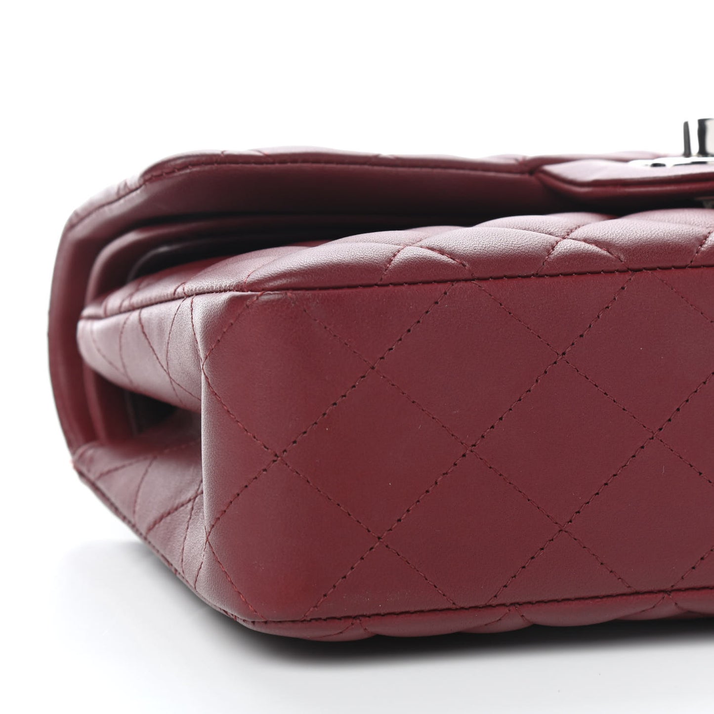 Lambskin Quilted Small Double Flap Dark Red