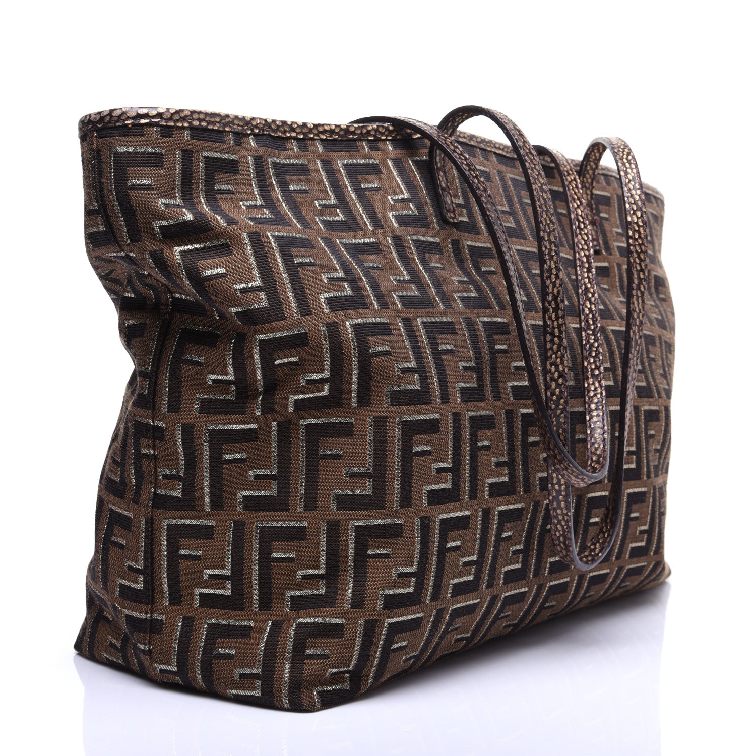 Fendi Zucca Vitello Medium Roll Tote Tobacco Oro Moro 3 of 10