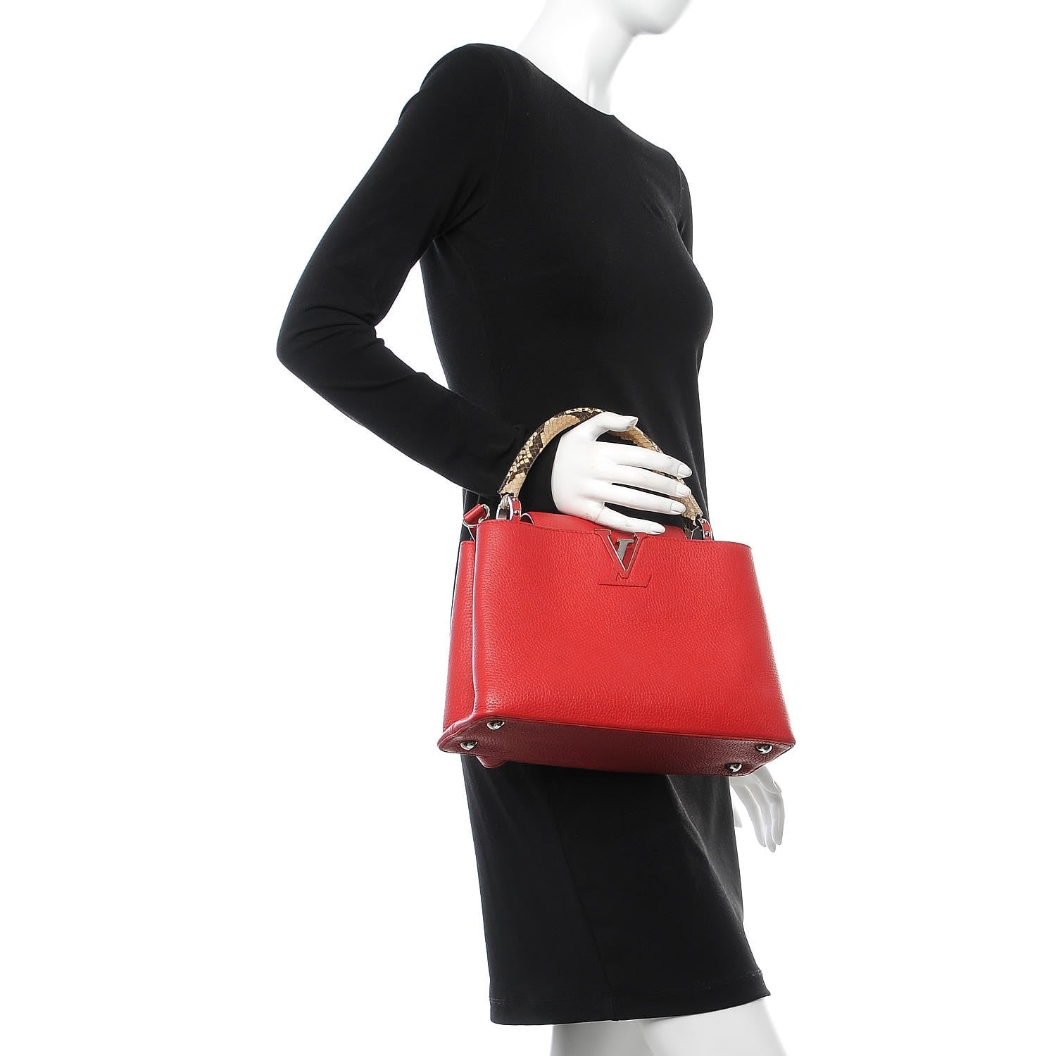 Louis Vuitton Taurillon Python Capucines PM Rubis 3 of 12