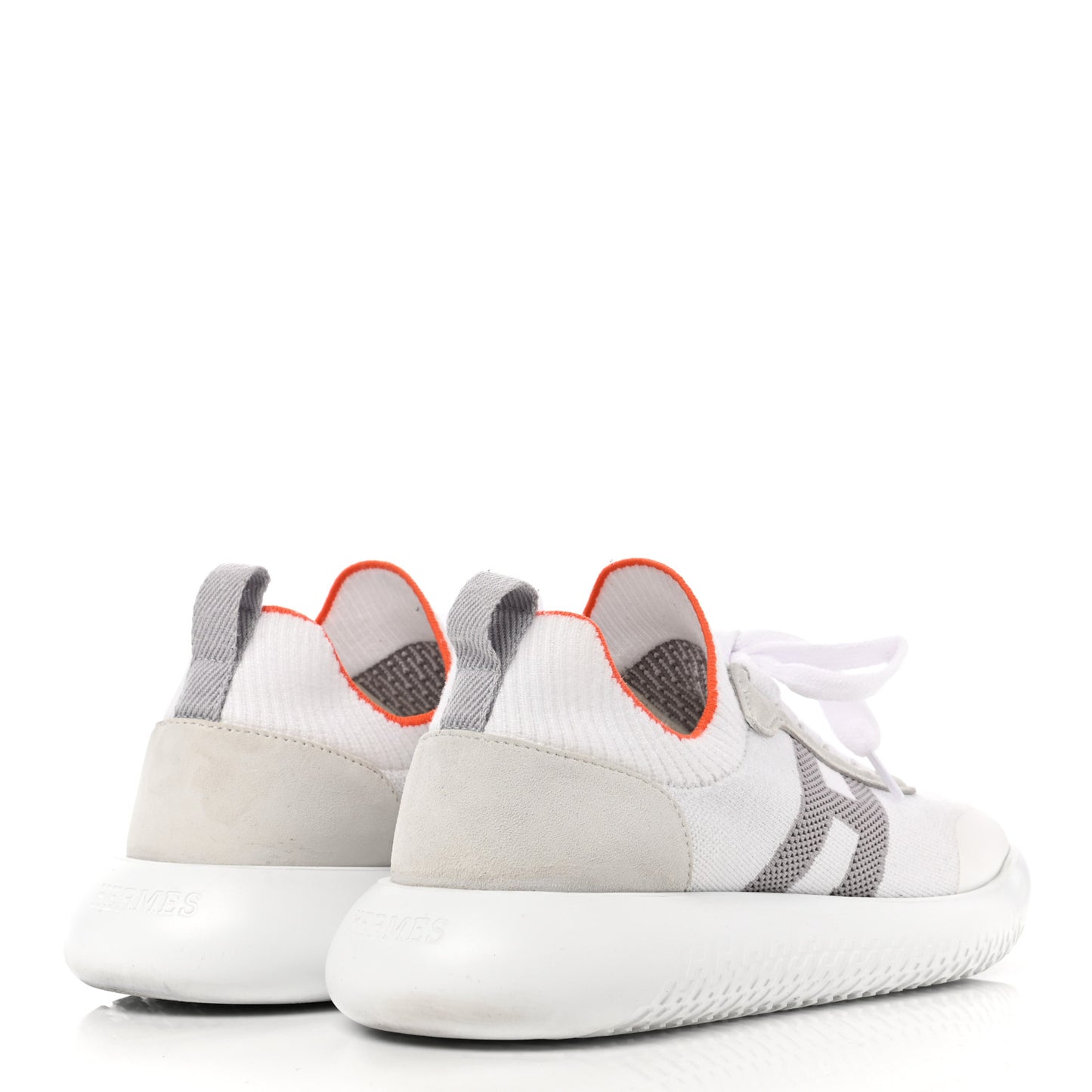 Knit Suede Goatskin Womens Crew Sneakers 36.5 White Gris