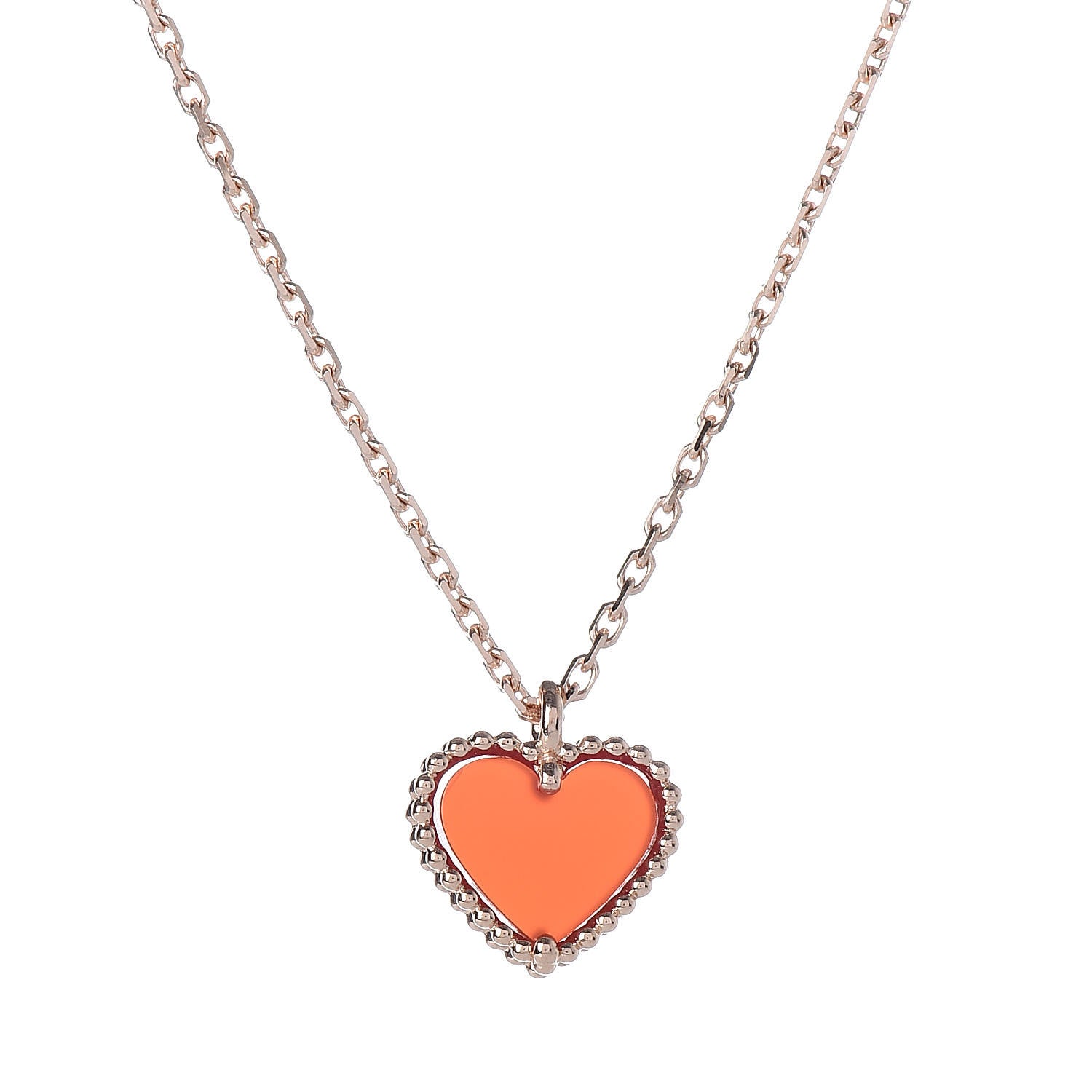 Van Cleef & Arpels 18K Rose Gold Carnelian Sweet Alhambra Heart Pendant Necklace 4 of 8