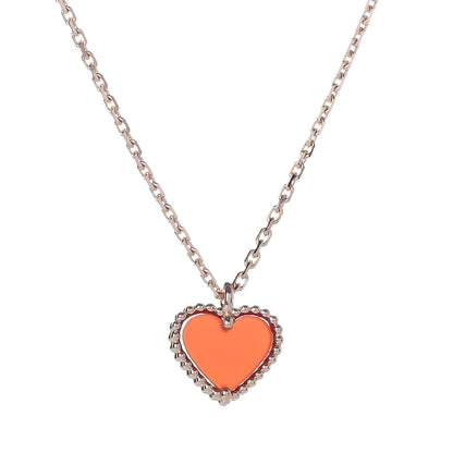 Van Cleef & Arpels 18K Rose Gold Carnelian Sweet Alhambra Heart Pendant Necklace 4 of 8