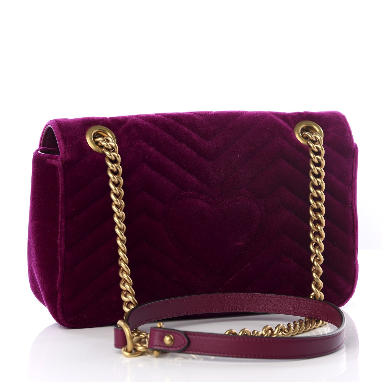 Gucci Velvet Matelasse Embroidered Small GG Marmont Shoulder Bag Fuchsia Violet Cyclamen 2 of 10