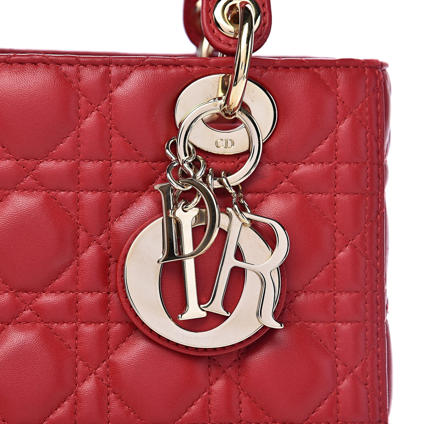 Lambskin Cannage Medium Lady Dior Red
