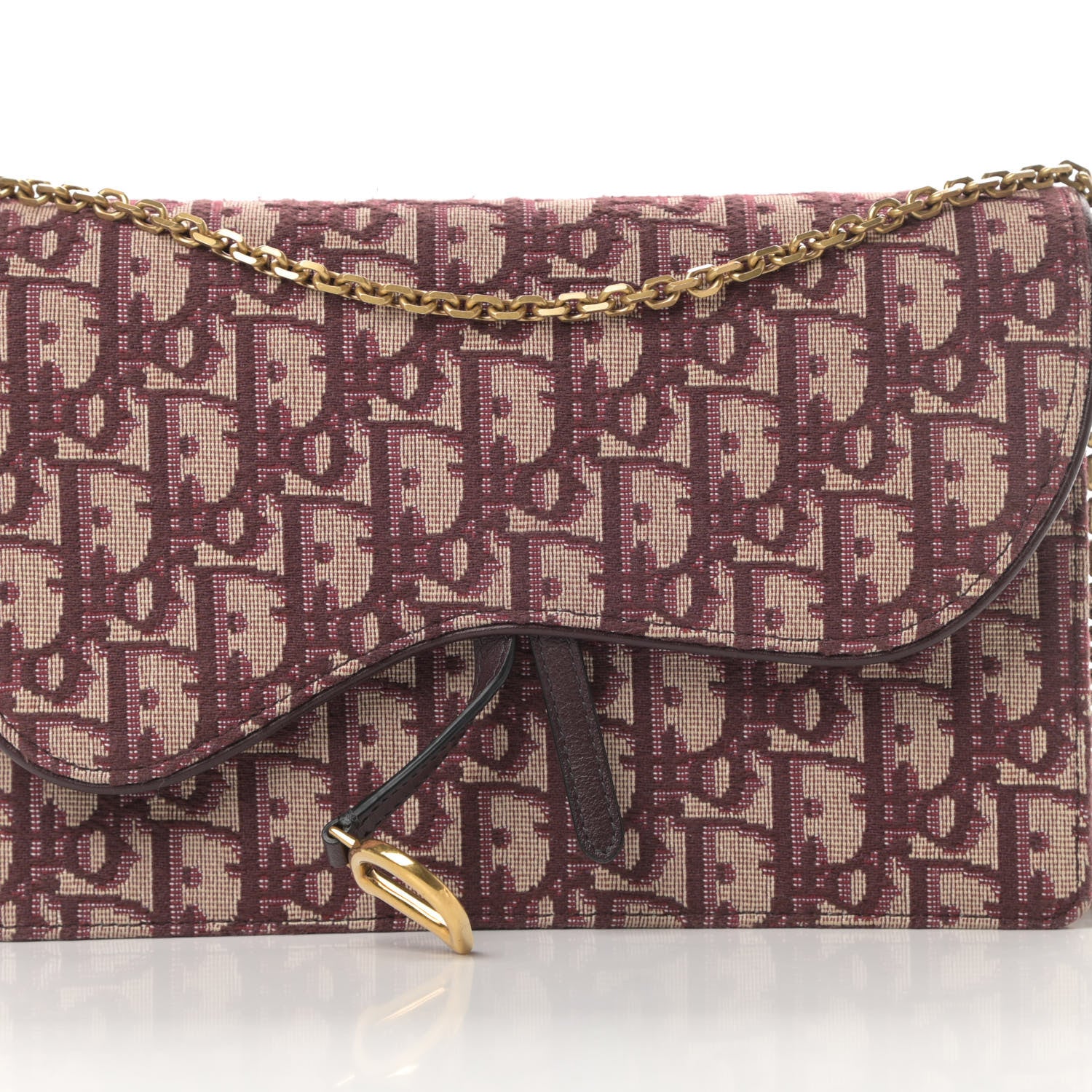 Christian Dior Oblique Saddle Chain Pouch Burgundy 8 of 11