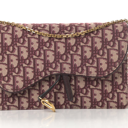 Christian Dior Oblique Saddle Chain Pouch Burgundy 8 of 11