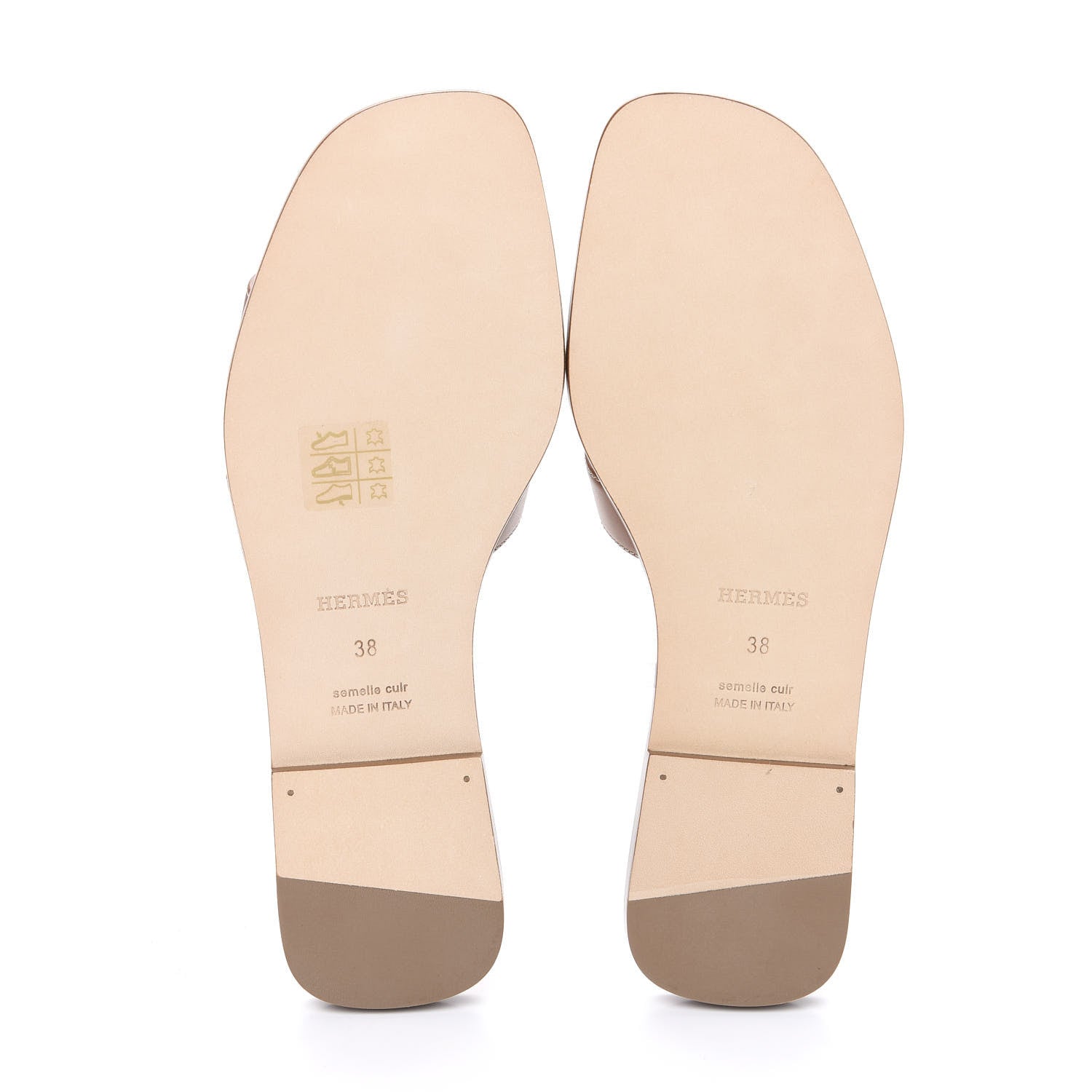 Hermes Box Calfskin Oran Sandals 38 Gold 5 of 9