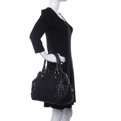 Christian Dior Lambskin Cannage 2 Dior Zip Top Satchel Black 2 of 10