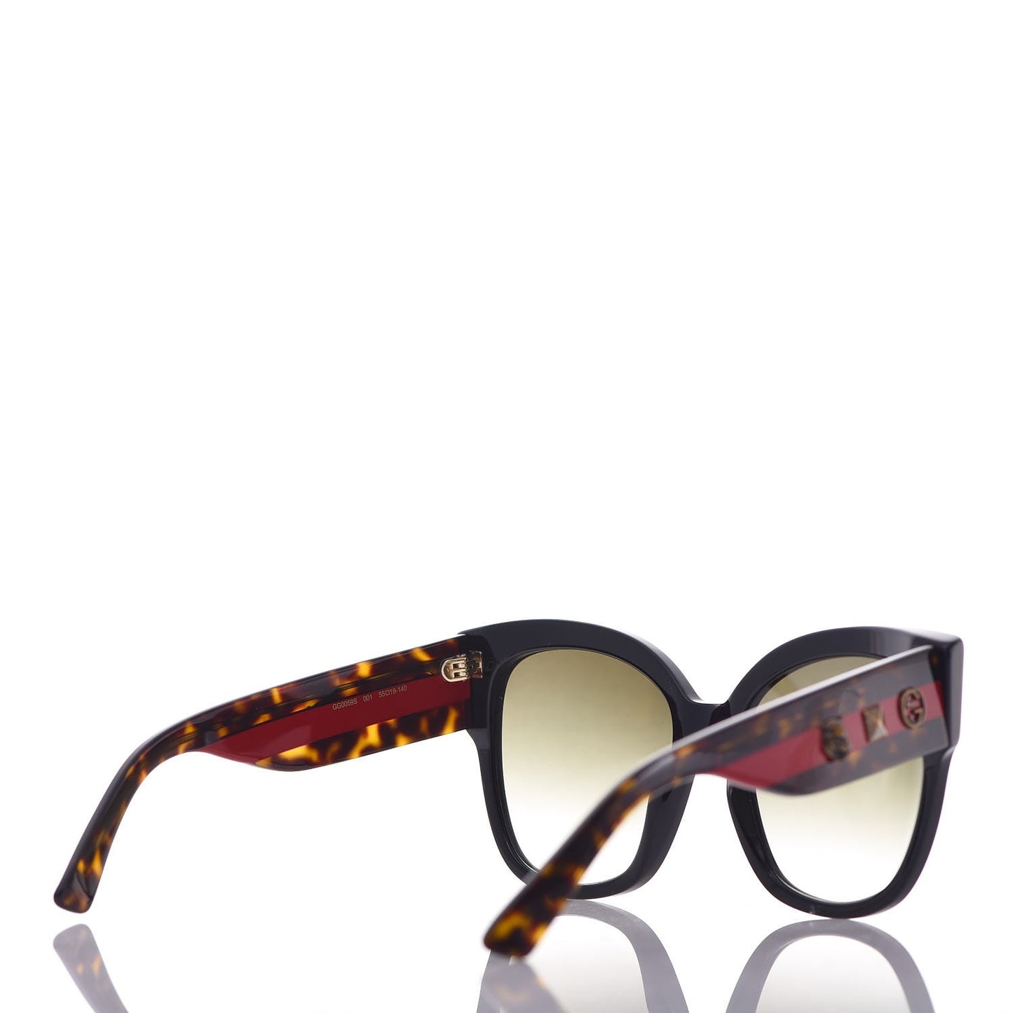 Acetate Square Frame Web Sunglasses GG0059S Black Tortoise