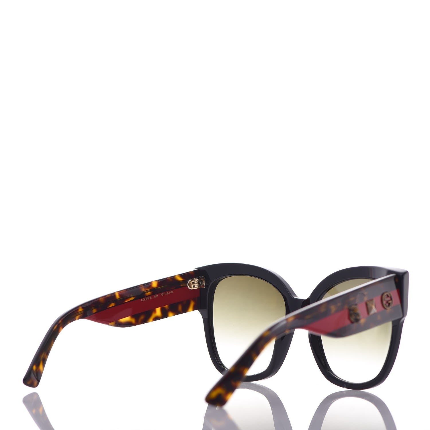 Gucci Acetate Square Frame Web Sunglasses GG0059S Black Tortoise 4 of 8
