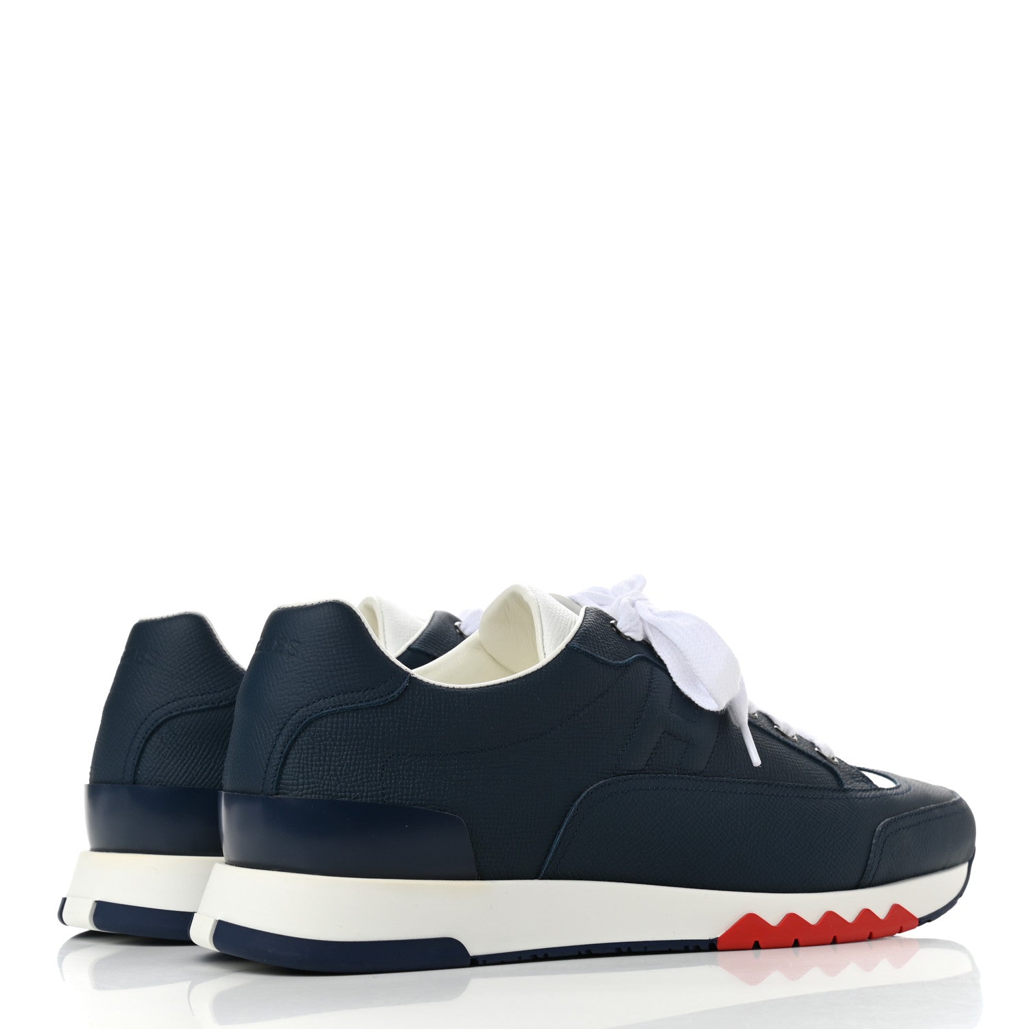 Hermes Epsom Calfskin Mens Trail Sneakers 42 Indigo White 4 of 9