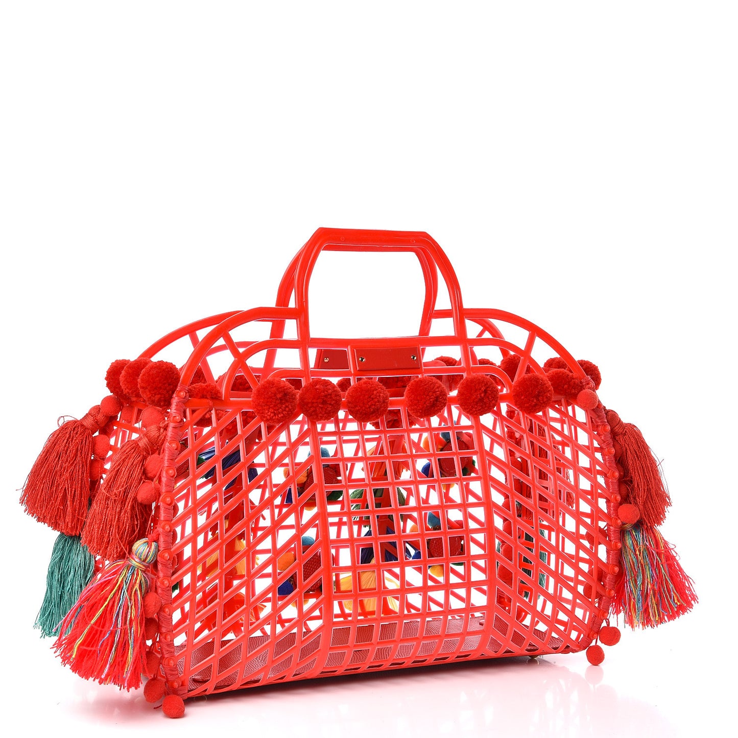 PVC Cage Market Tote Red