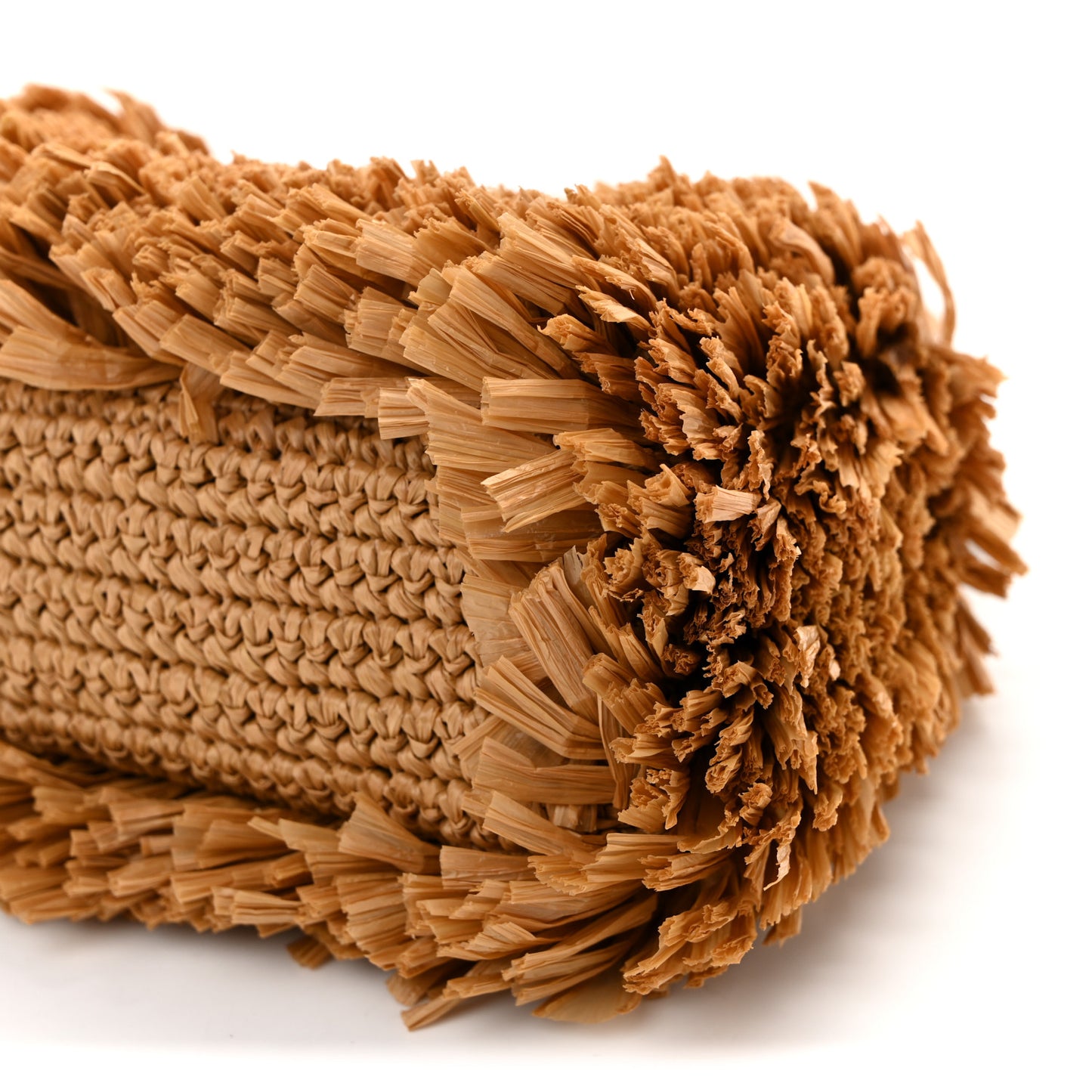 Raffia Fringe Nano Kelly Shopper Dark Beige