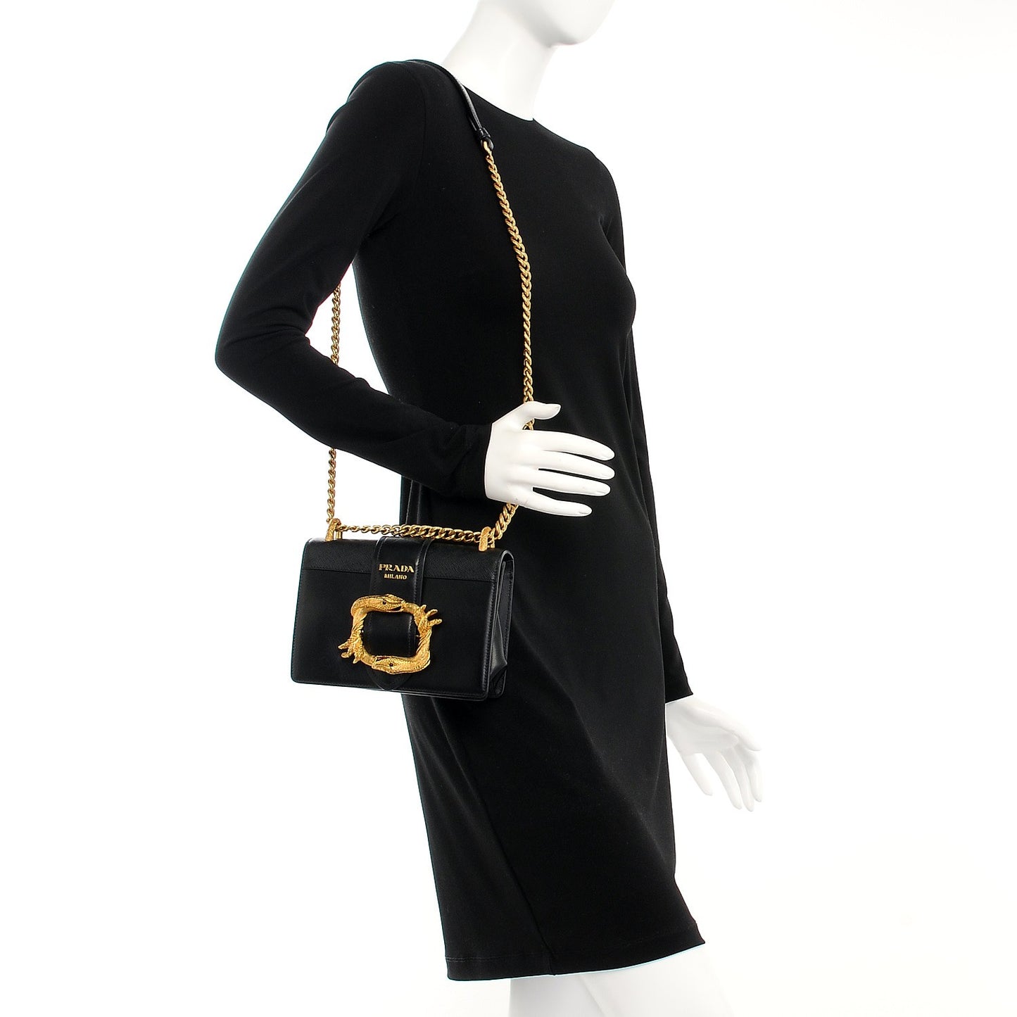 City Calf Saffiano Animalier Cahier Bag Black
