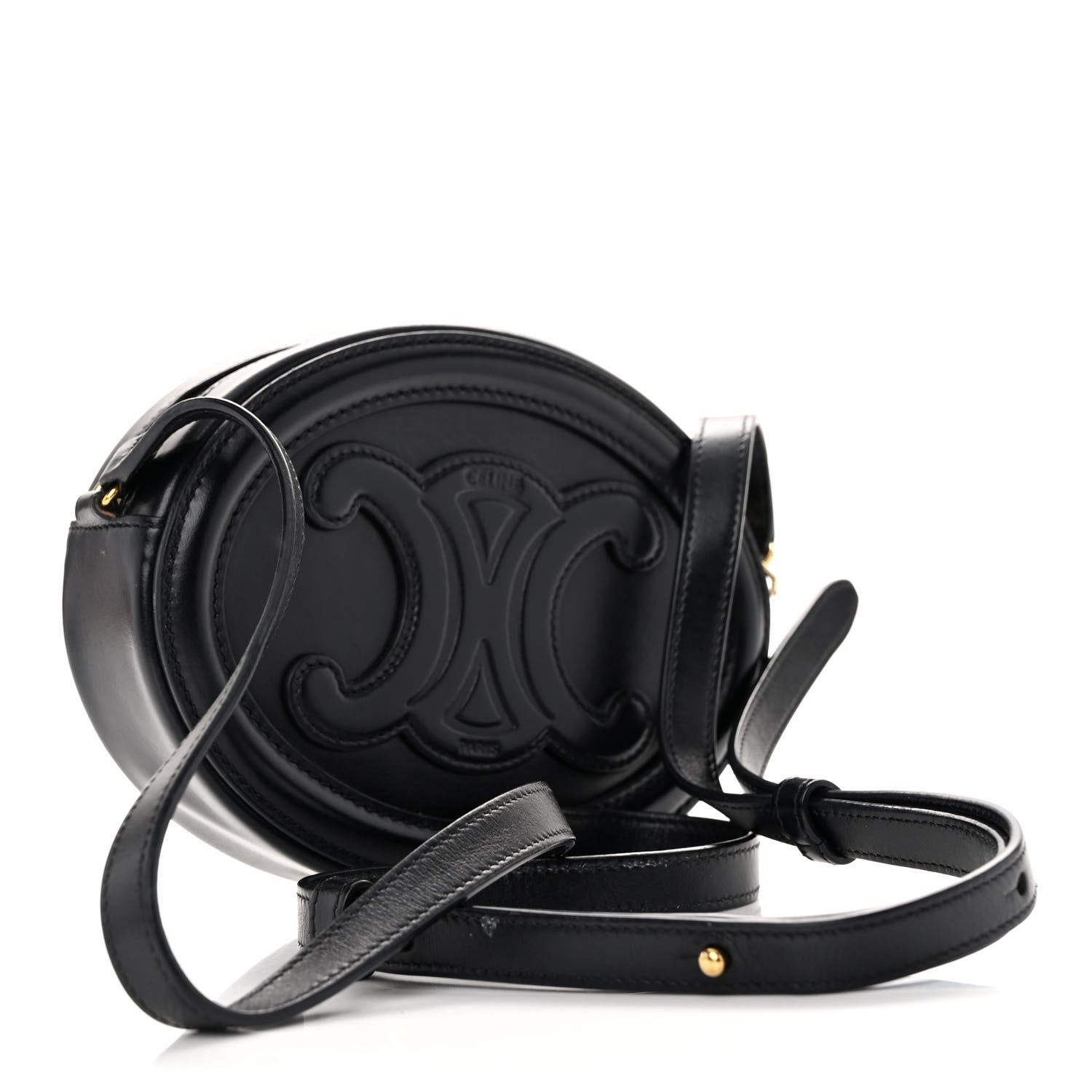 Celine Smooth Calfskin Cuir Triomphe Oval Bag Black 3 of 12
