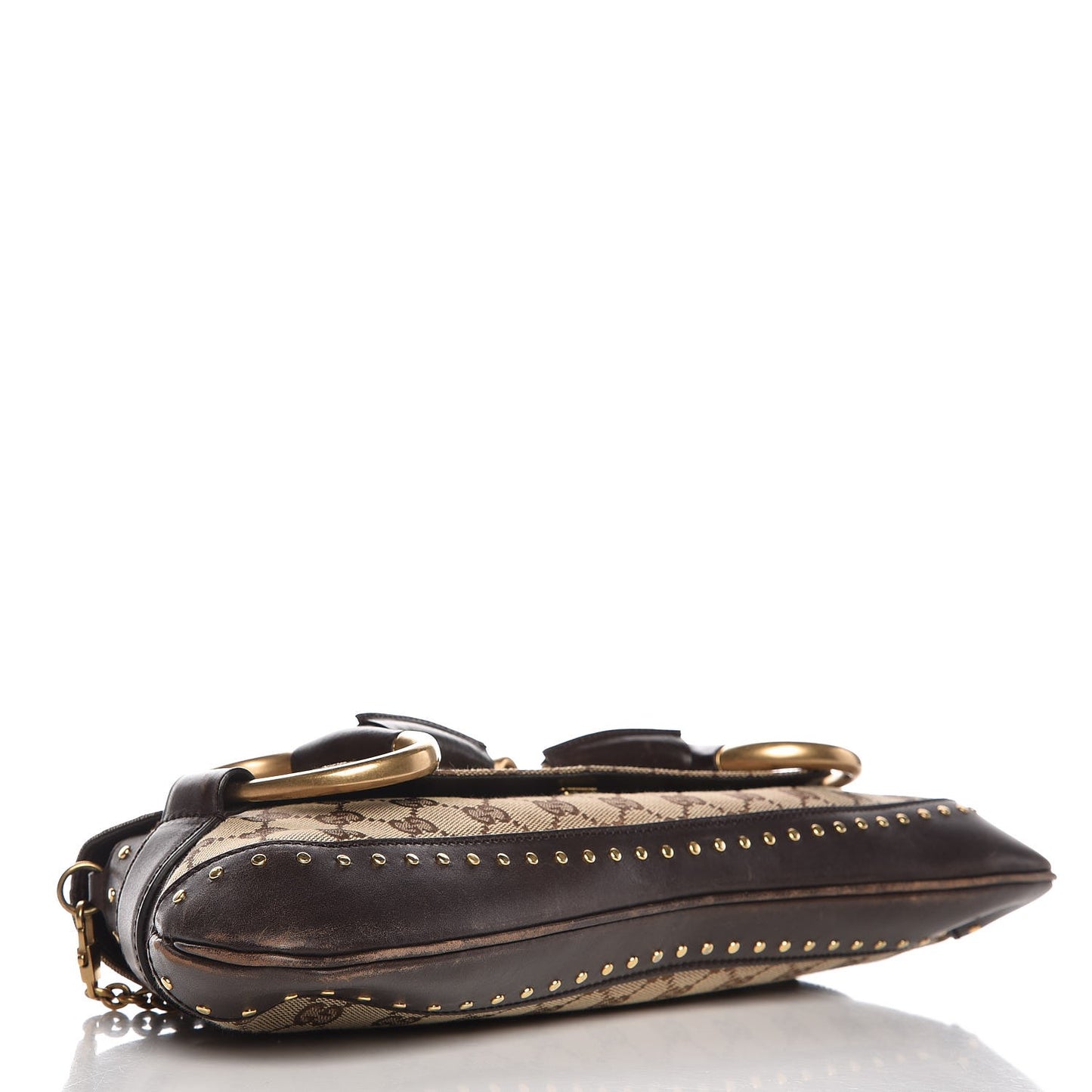 Monogram Studded Large Horsebit Clutch Dark Brown