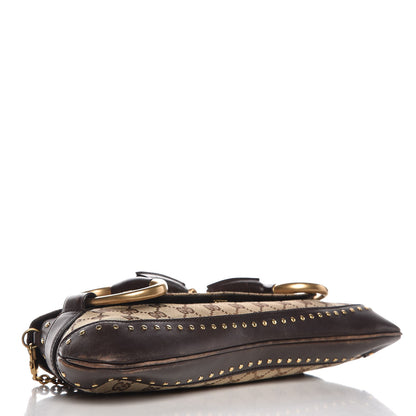 Gucci Monogram Studded Large Horsebit Clutch Dark Brown 4 of 15