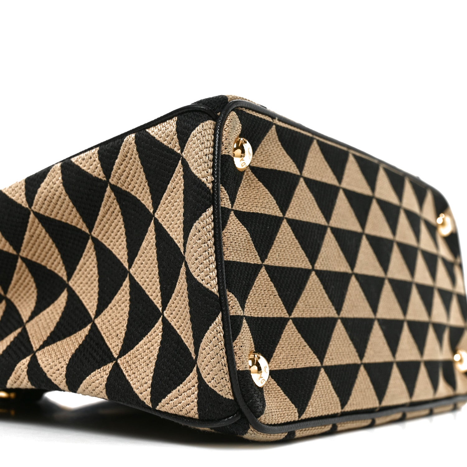 Prada Jacquard Saffiano Triangolo Symbole Embroidered Small Galleria Double Zip Tote Black Corda 8 of 9