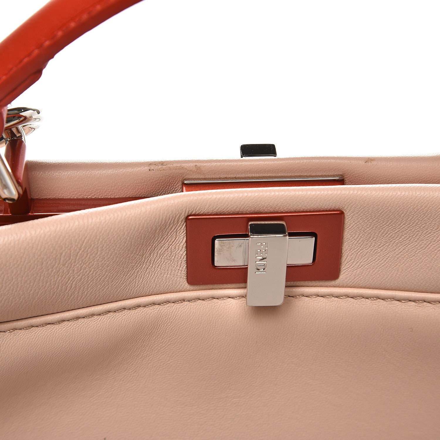 Fendi Nappa Colorblock Mini Peekaboo Iconic Satchel Plaster Sunflower Papavero 8 of 9