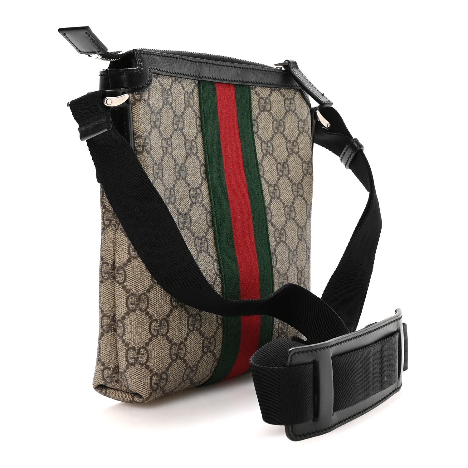 Gucci GG Supreme Monogram Web Messenger Bag Black 3 of 11
