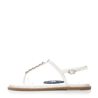 Chanel Lambskin CC Chain Thong Sandals 41 Cream 1 of 10