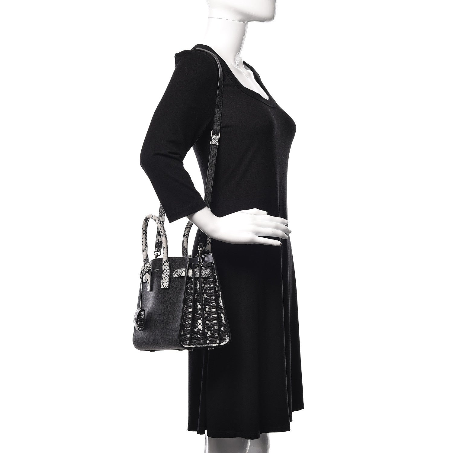 Saint Laurent Grained Calfskin Embossed Python Baby Sac De Jour Black 2 of 10