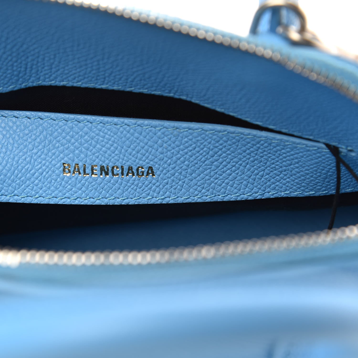 Balenciaga Signature Grained Calfskin Logo XXS Ville Top Handle Bag Baby Blue Black 6 of 12