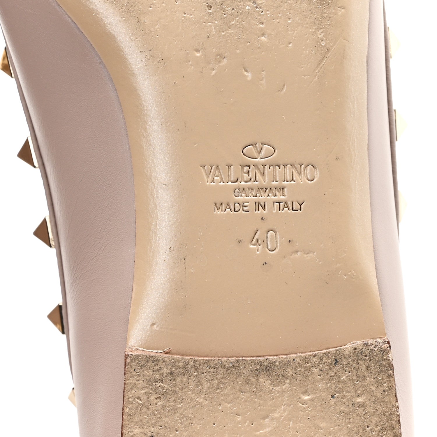 Valentino Garavani Calfskin Nappa Rockstud Cage Ballerina Flats 40 Grey Pink Poudre 7 of 8