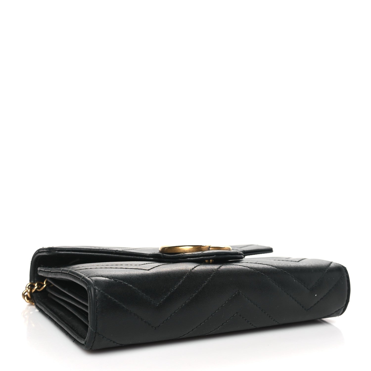Gucci Calfskin Matelasse GG Marmont Chain Wallet Black 4 of 11