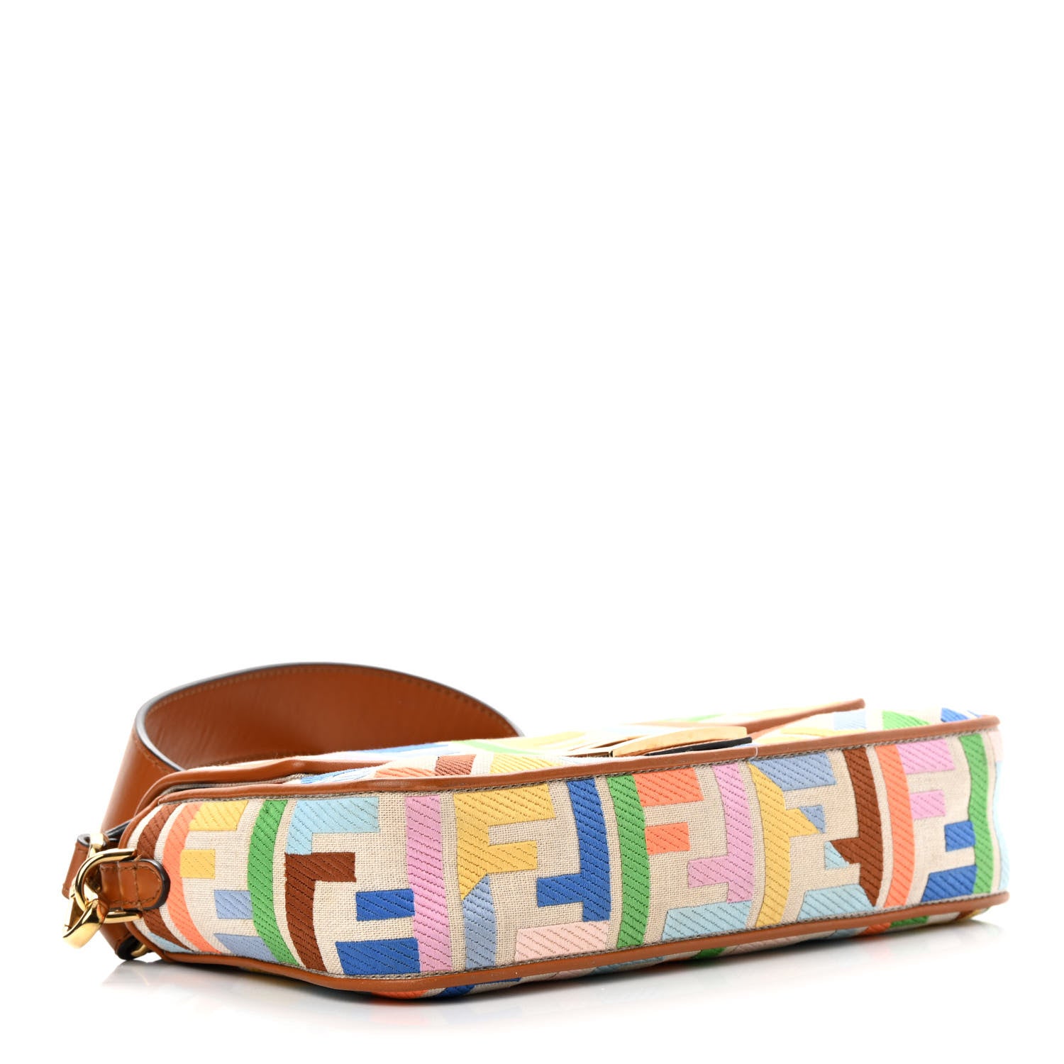 Fendi Kuban Canvas Vitello King FF Embroidered Baguette Grezzo Multicolor 4 of 16