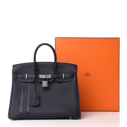 Hermes Togo Swift Officier Birkin 25 Bleu Nuit Vert Cypress 11 of 11