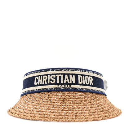 Christian Dior Straw Embroidered Dioriviera D-Ocean Visor Blue White 1 of 6