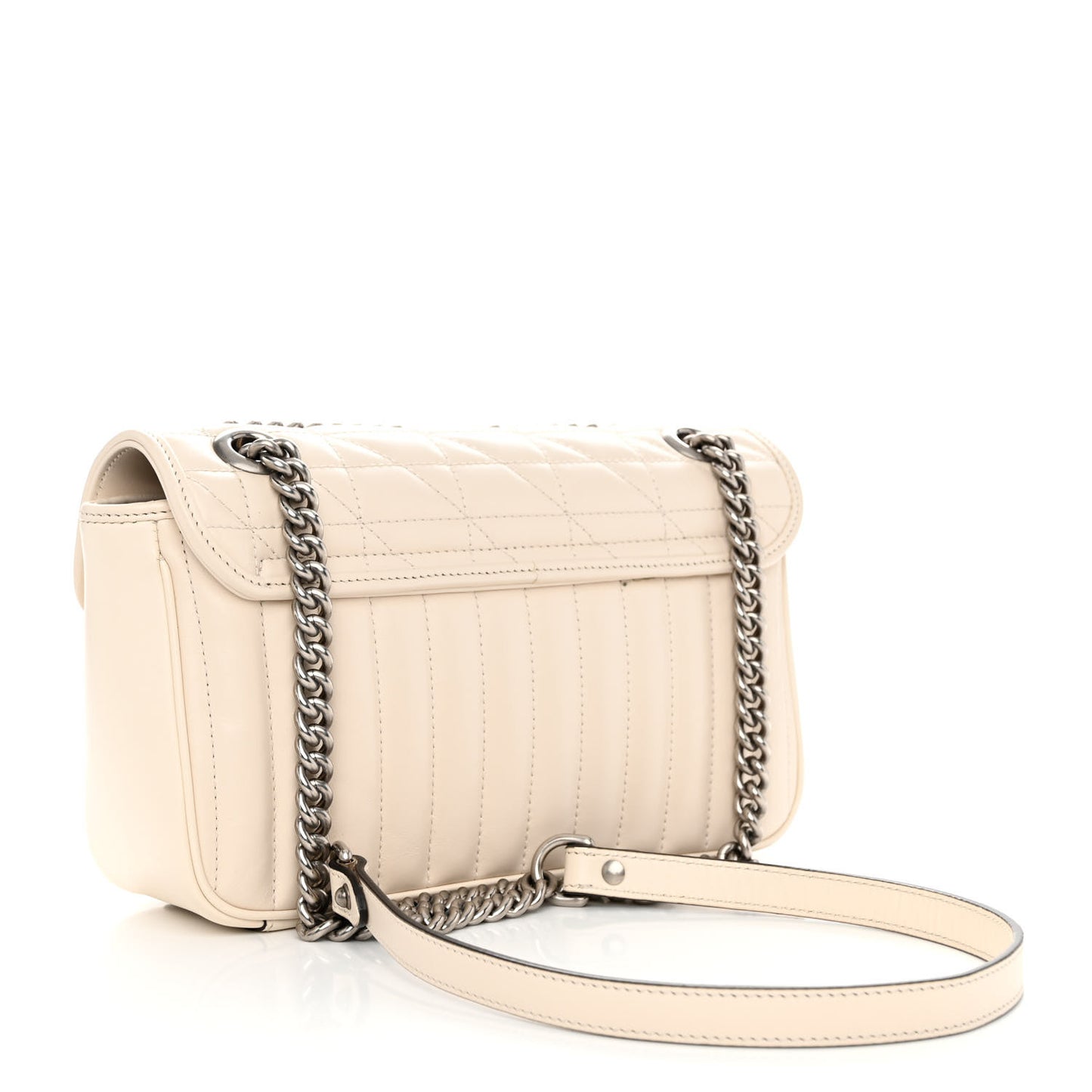 Calfskin Matelasse Aria Small GG Marmont Shoulder Bag Mystic White